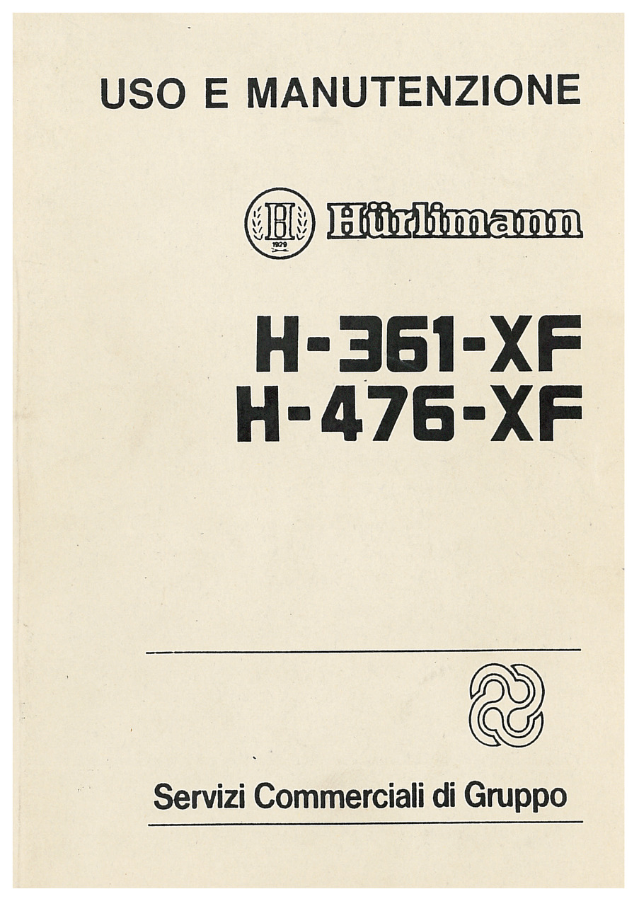 Hurlimann - H 361-476 XF - Libretto di uso e manutenzione ([1991 ...