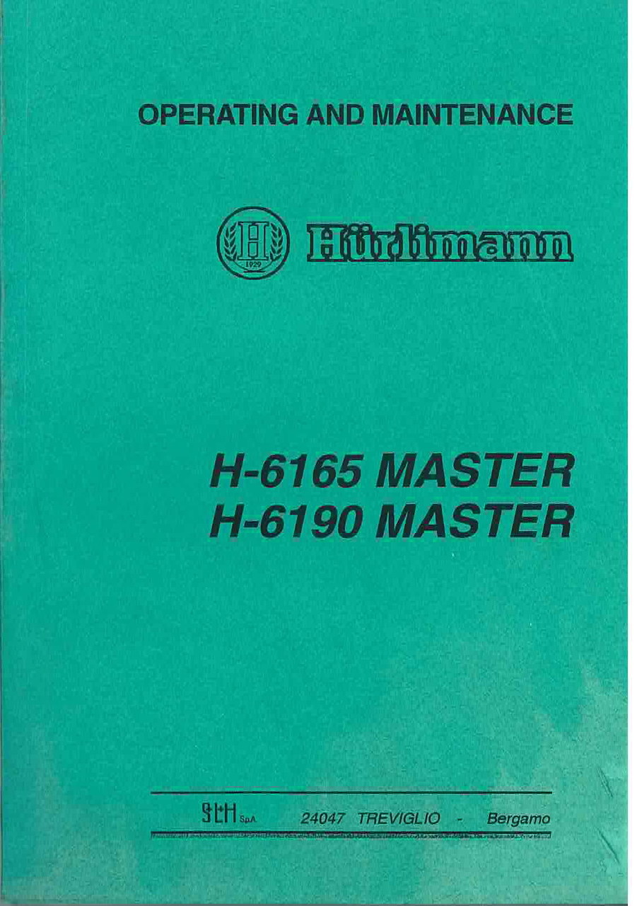 6165 MASTER - H 6190 MASTER - Operating and Maintenance (1995 luglio ...