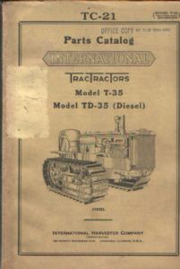 International Harvester T35 Tractractor Crawler Tractor Parts Manual