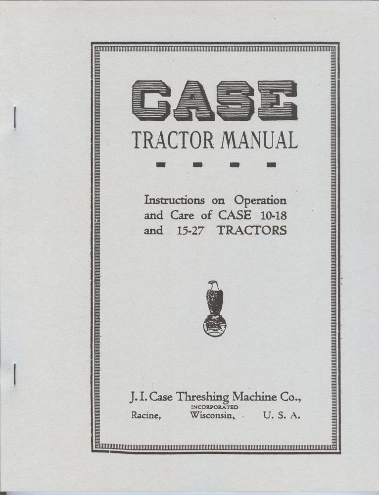 Case Instructions 10-18 & 15-27 Cross Motor Tractors Operators ...