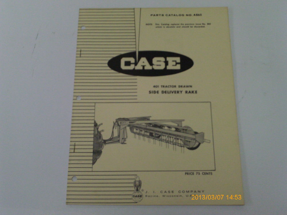 Case 401 Side Delivery Rake Parts Catalog - Original Copy | eBay