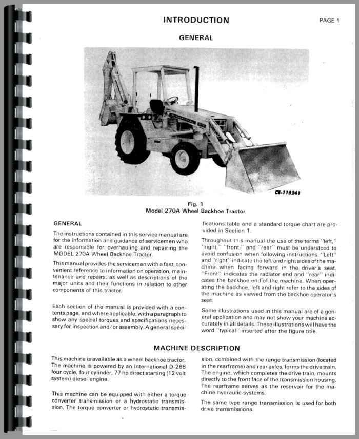 International Harvester 270A Pay Loader Service Manual (HTIH-SPAY270A)