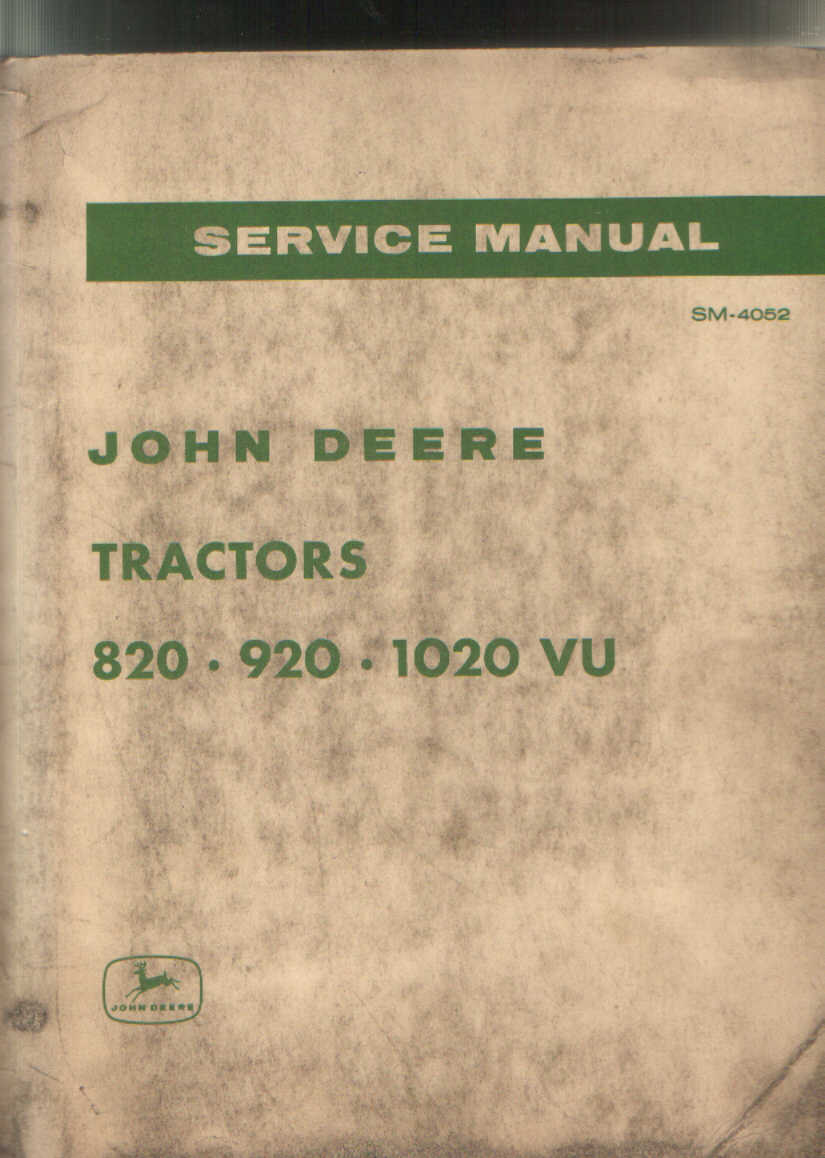 John Deere Tractor 820, 920, 1020 VU Service Workshop Manual