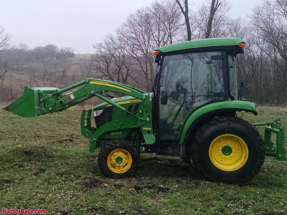 John Deere 3039R with cab and H165 front-end loader. Photo courtesy of ...