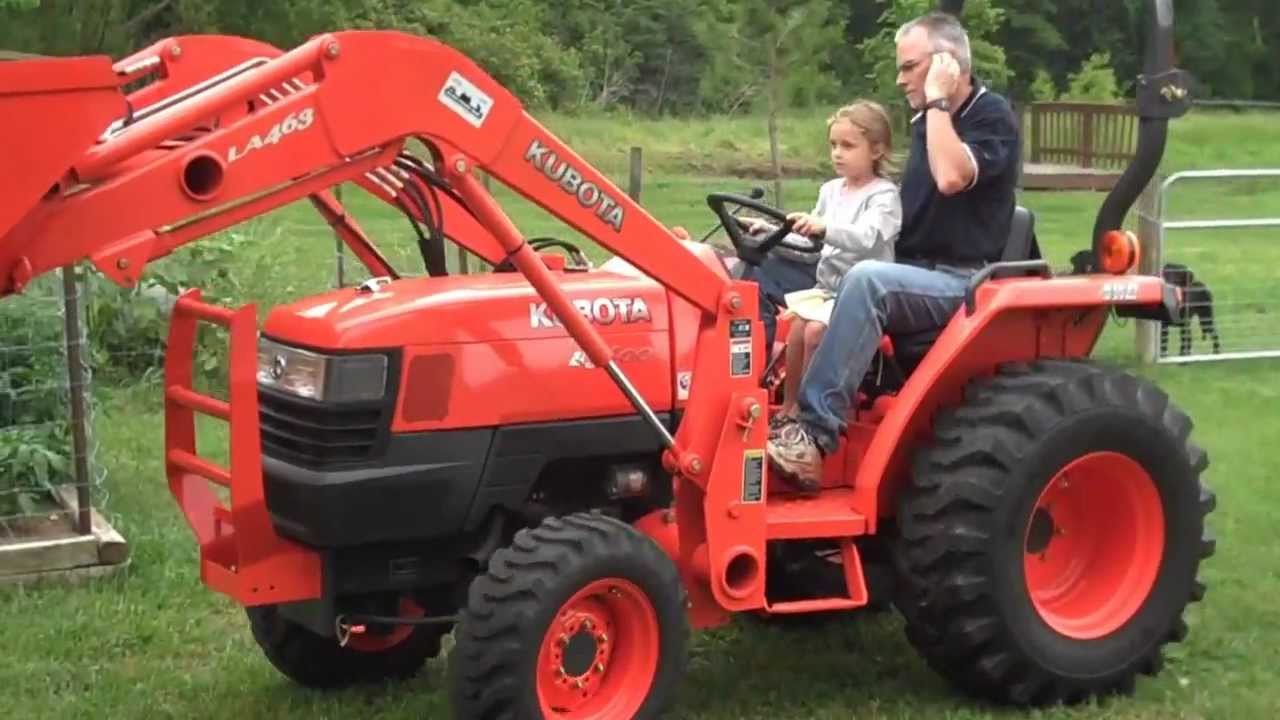 Little Girl Drives Kubota L3400 Tractor (With A Little Help) - YouTube