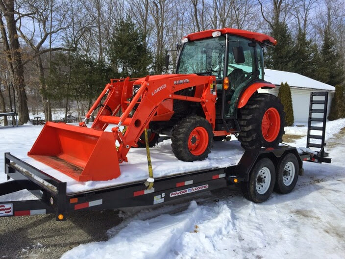 Kubota L6060 tractor being delivered to Mike Cole