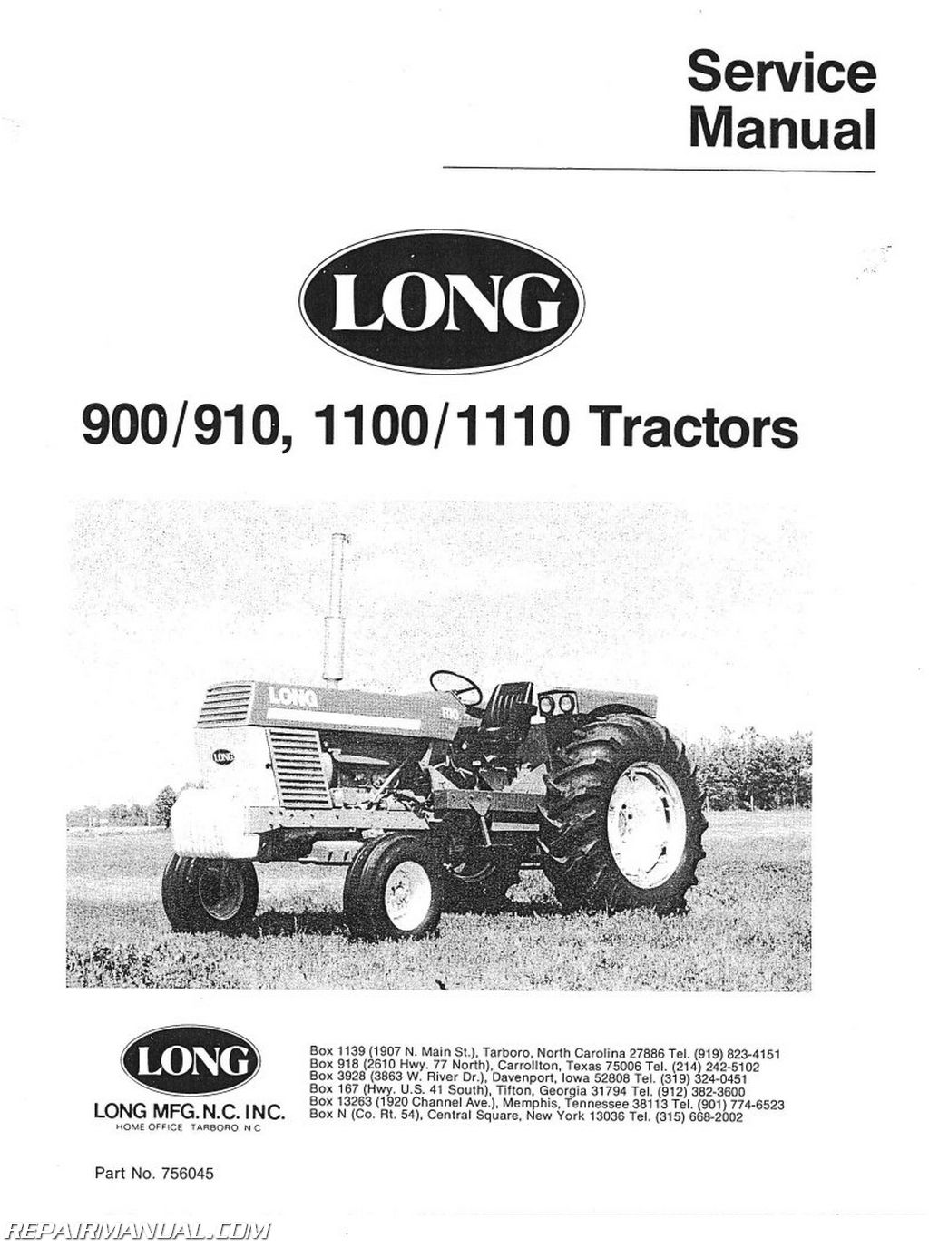 ... Long Tractor Manuals / Long 900 910 1100 1110 Series Service Manual