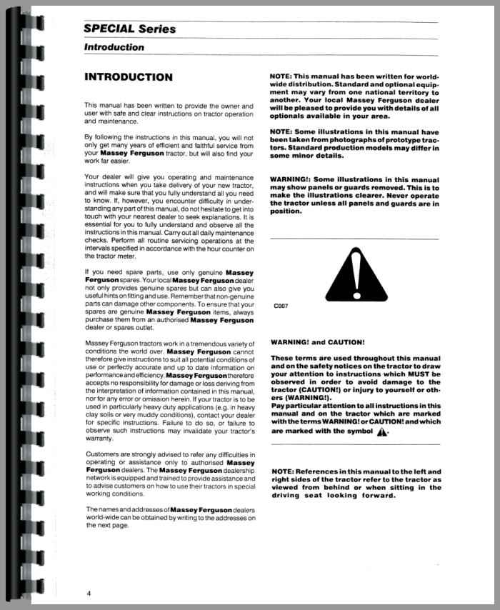 Massey Ferguson 364GE Tractor Operators Manual (HTMH-OMF354GE)