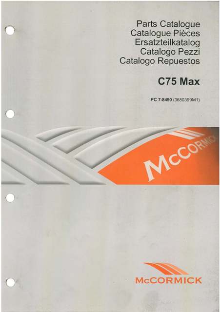 McCormick Tractor C75 Max Parts Manual