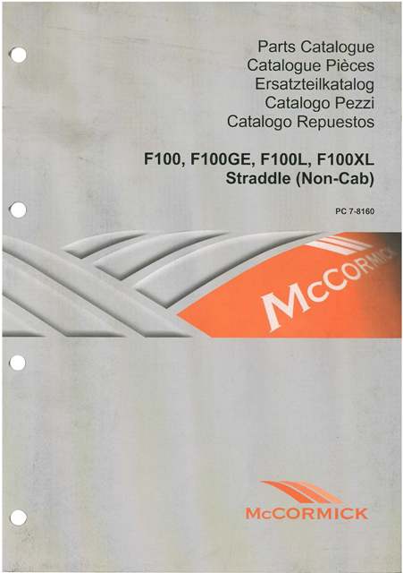 McCormick Tractor F100, F100GE, F100L, F100XL Parts Manual