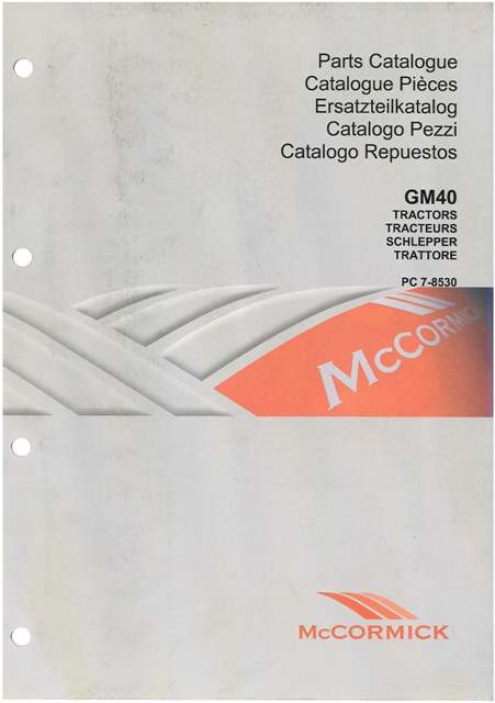 McCormick Tractor GM40 Parts Manual