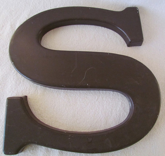 Vintage 12 Inch Chocolate Brown Sign Letter S M120 by mitipo