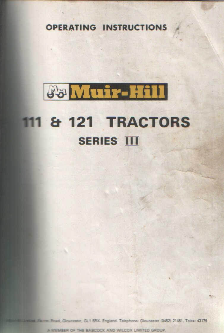 Muir Hill Tractor 111 & 121 Series III Operators Manual
