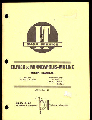 Oliver 2255 Minneapolis Moline G955 G1355 It Shop Manual Tractors