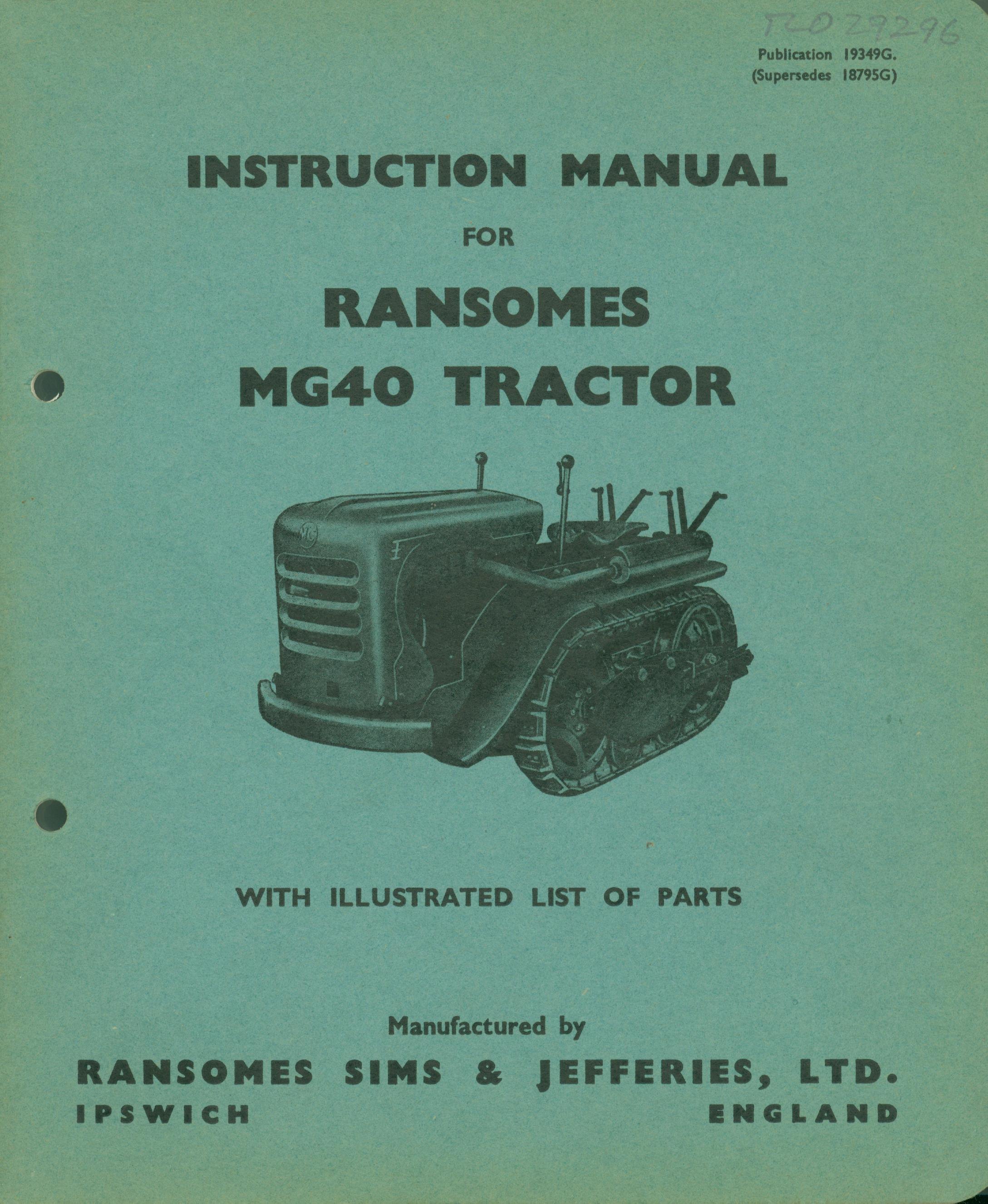User Manual - Ransomes, Sims & Jefferies Ltd, MG40 Crawler Tractor ...