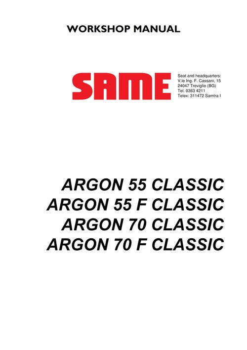 SAME ARGON 55-70-55F-70F Classic - WORKSHOP MANUAL