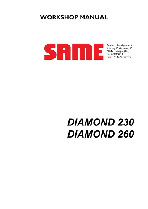 SAME DIAMOND II 230-260 - WORKSHOP MANUAL