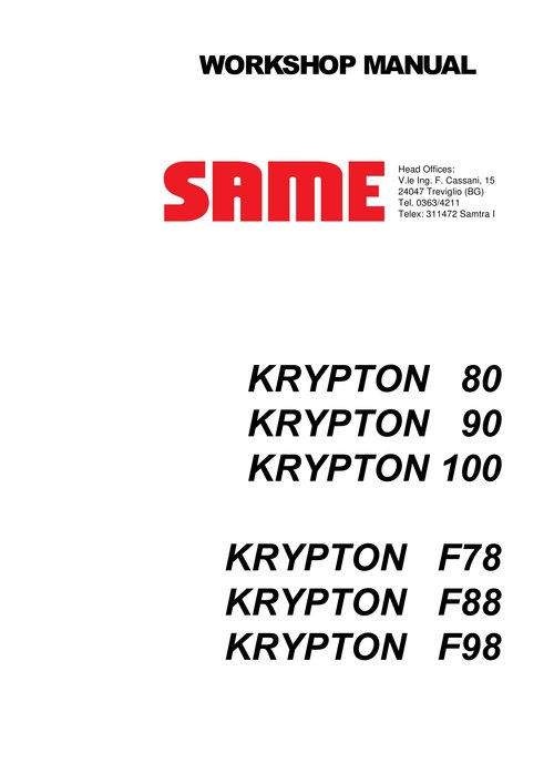 SAME KRYPTON 80-90-100 F78-F88-F98 - WORKSHOP MANUAL