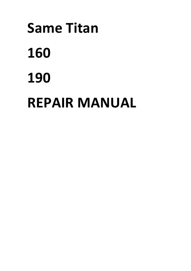 Same Titan 160 190 Repair Manual