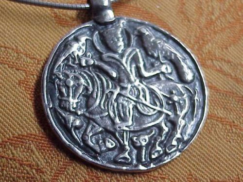 Medieval Style (?) Silver Medallion. King hunting with falcon. | Other ...