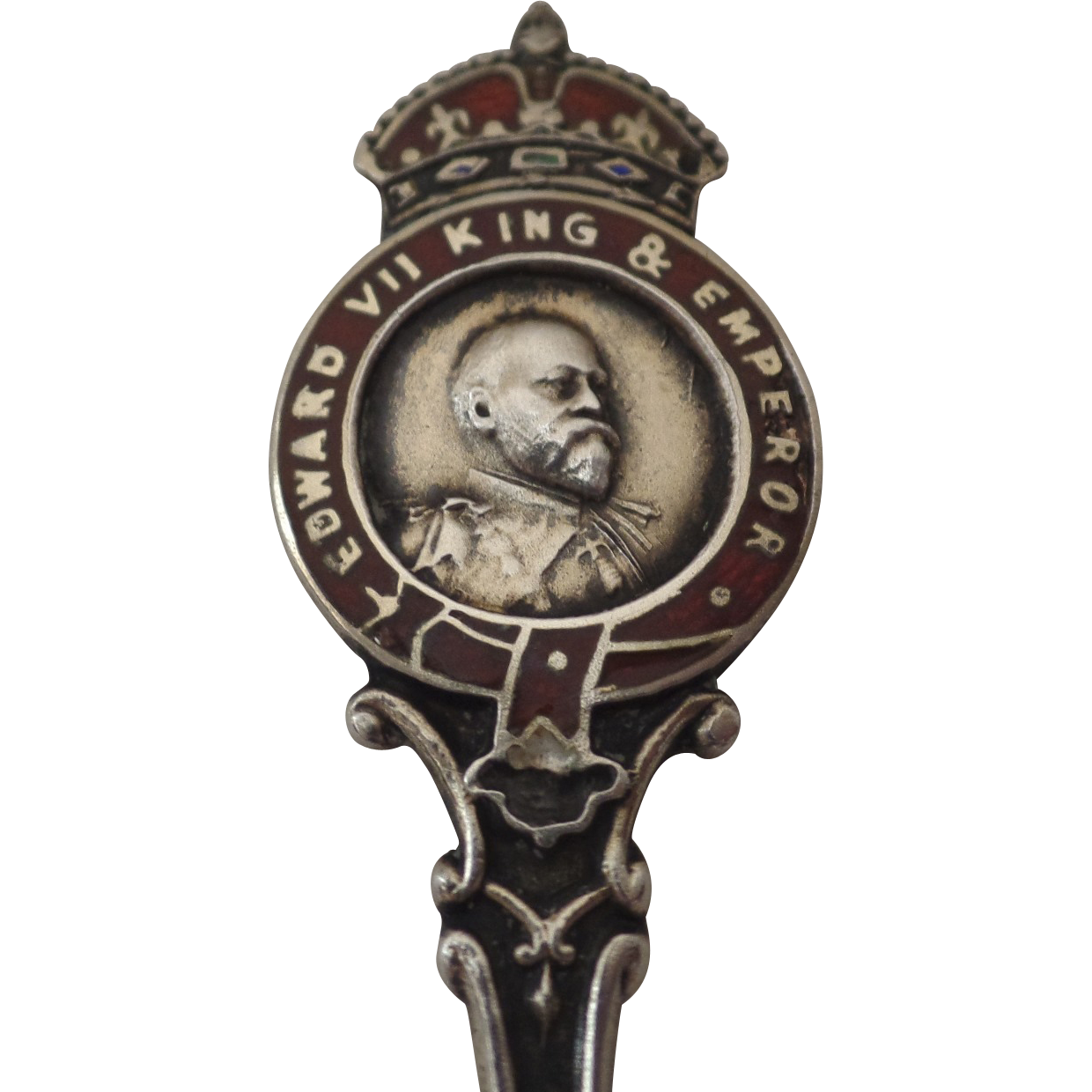 Sterling Silver Enamel Souvenir Spoon Commemorating Edward VII King ...