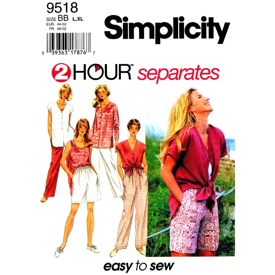Simplicity 9518 Plus Size Top Shirt Shorts & Pants Sewing Pattern Size ...