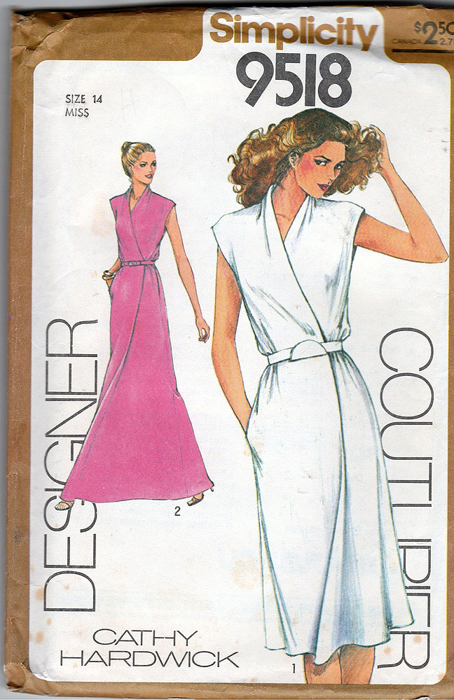 Simplicity 9518 ©1980 Misses' Mock-Wrap Dress Designer Couturier by ...