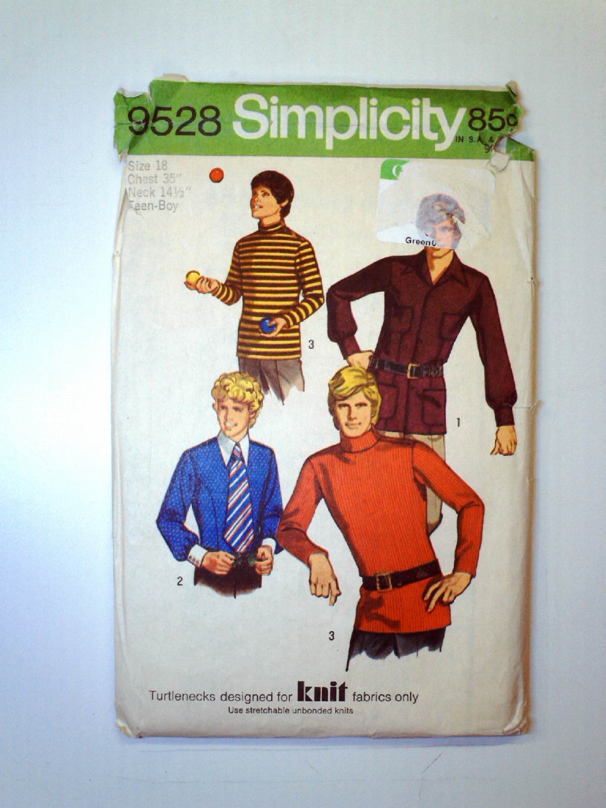 70's Simplicity 9528 Sewing Pattern: 71 -Simplicity 9528- Teen boys ...