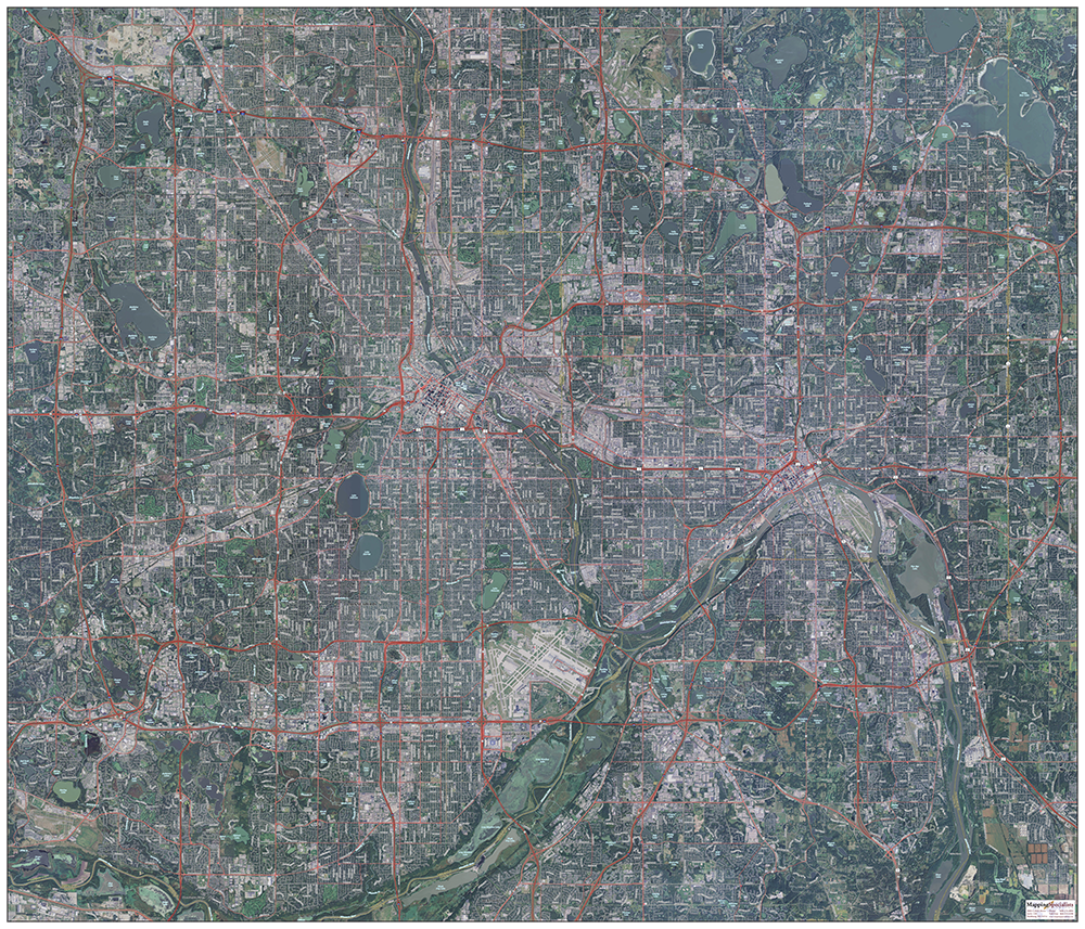 Twin Cities Topo Map with Aerial Photography