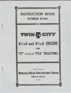 Twin City FT 21-32 & FTA Tractor Instruction Manual Minneapolis Moline ...