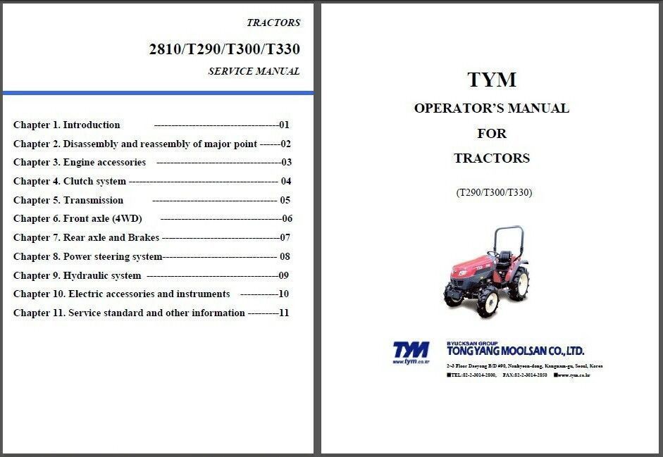 TYM T290 T300 T330 2810 Tractor Repair Service & Owner's Manual CD T ...