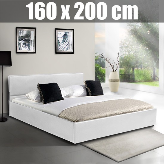 Jago24 Synthetic Leather Bed - White 160 x 200