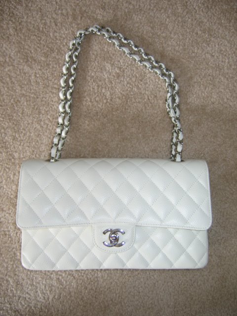 White Chanel 2.55 with silver hardware