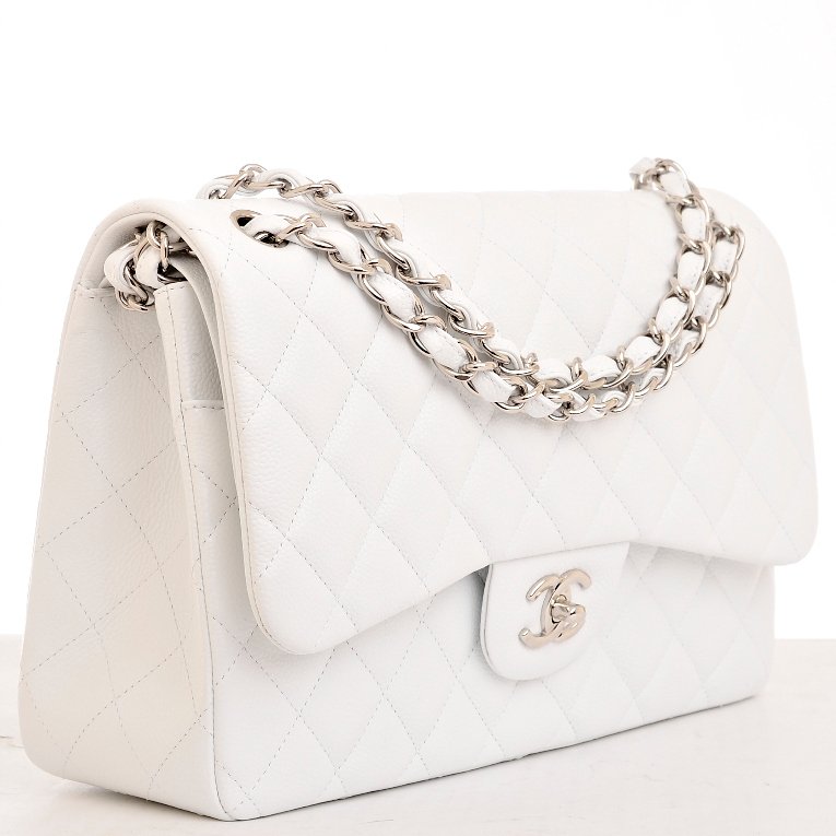 Chanel White Quilted Caviar Jumbo Classic 2.55 Double Flap Bag image 2