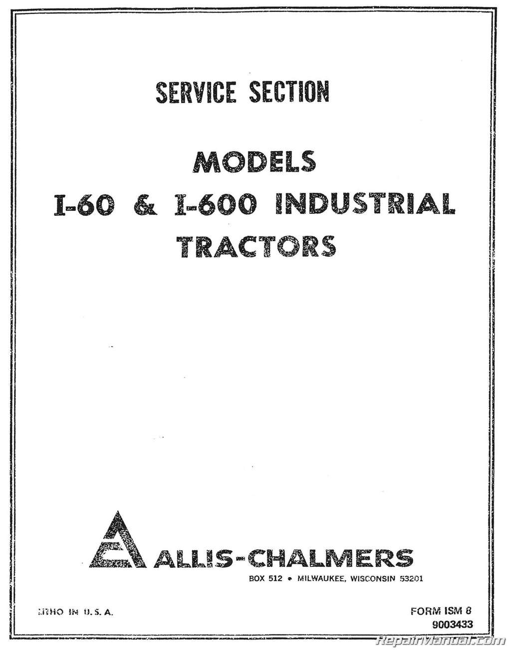 Tractor Manuals / Allis-Chalmers Tractor Manuals / Allis Chalmers I60 ...