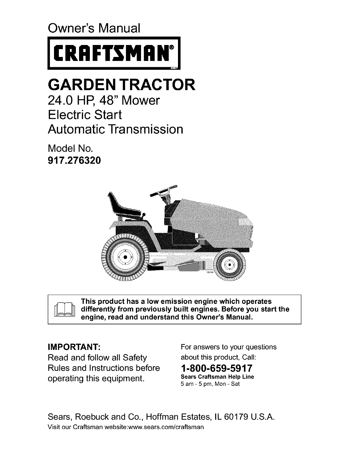 Craftsman 917.27632 Lawn Mower User Manual