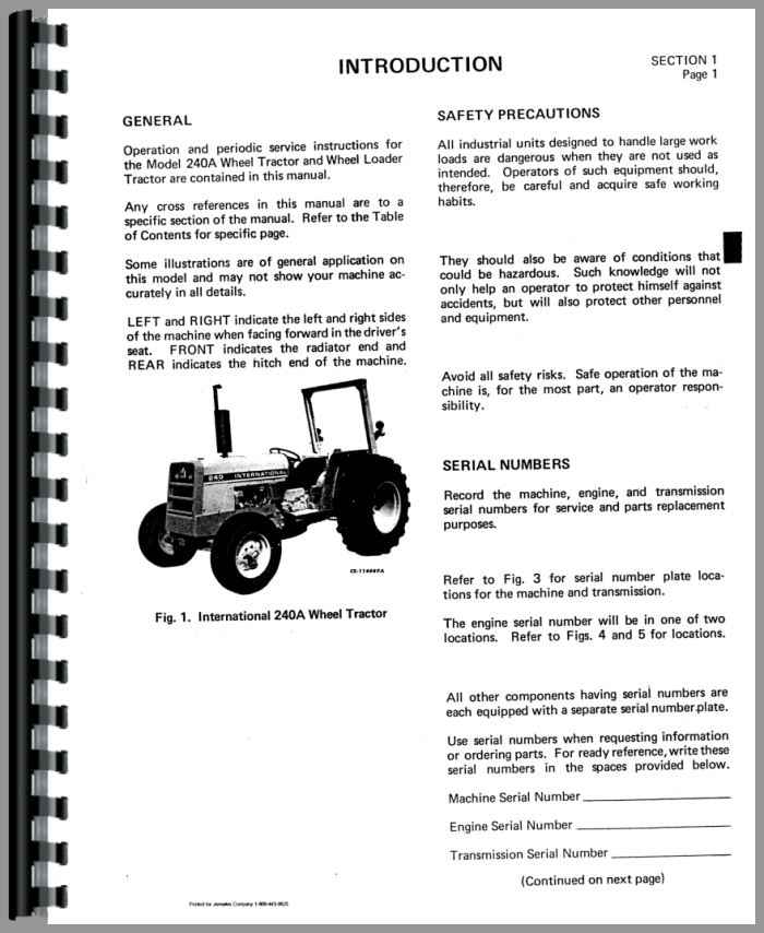 International Harvester 240A Industrial Tractor Operators Manual (HTIH ...