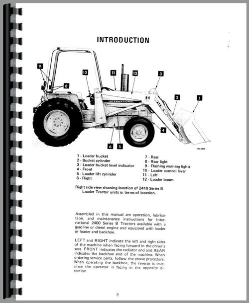 Operators Manual for International Harvester 2410B Industrial Tractor ...