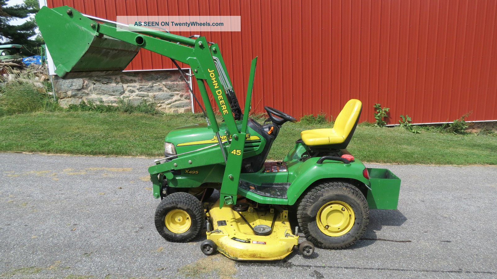 2004 John Deere X495 Garden Tractor W/ Loader Belly Mower Hydro 467 ...