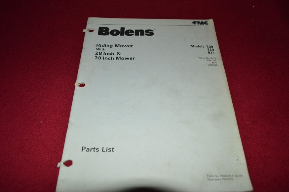 Bolens 528 830 831 Riding Mower Dealer's Parts Book Manual CHPA | eBay