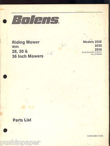 Details about BOLENS RIDING MOWER 28,30,36 INCH MODELS 2028-2030-2036 ...