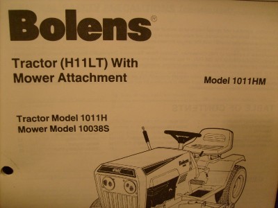 Details about FMC BOLENS TRACTOR H11LT OWNERS MANUAL MODEL 1011HM