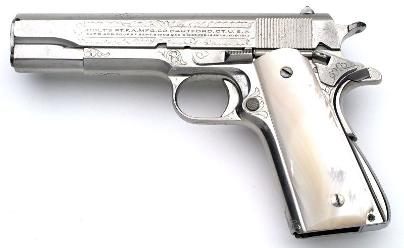 Factory Engraved Colt Super .38 - left side
