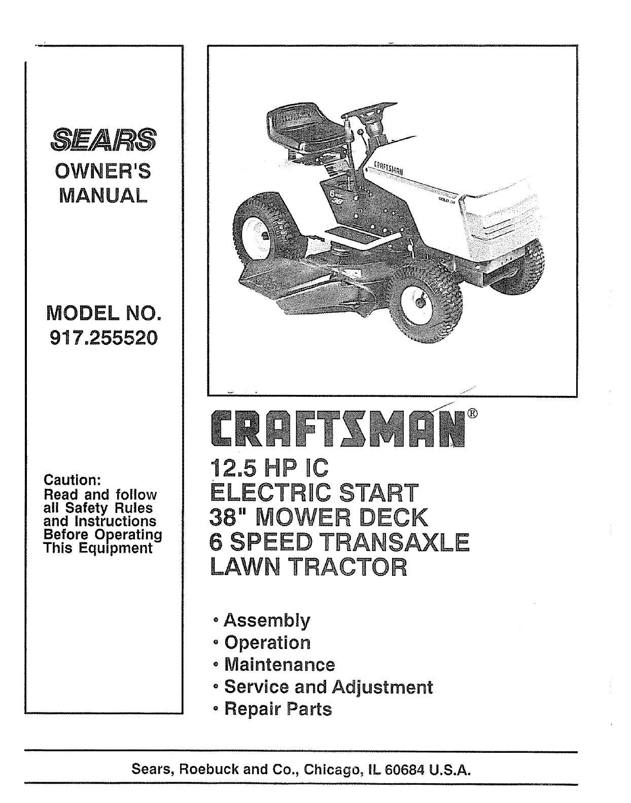 Craftsman Lawn Mower 917.25552 User Guide | ManualsOnline.com