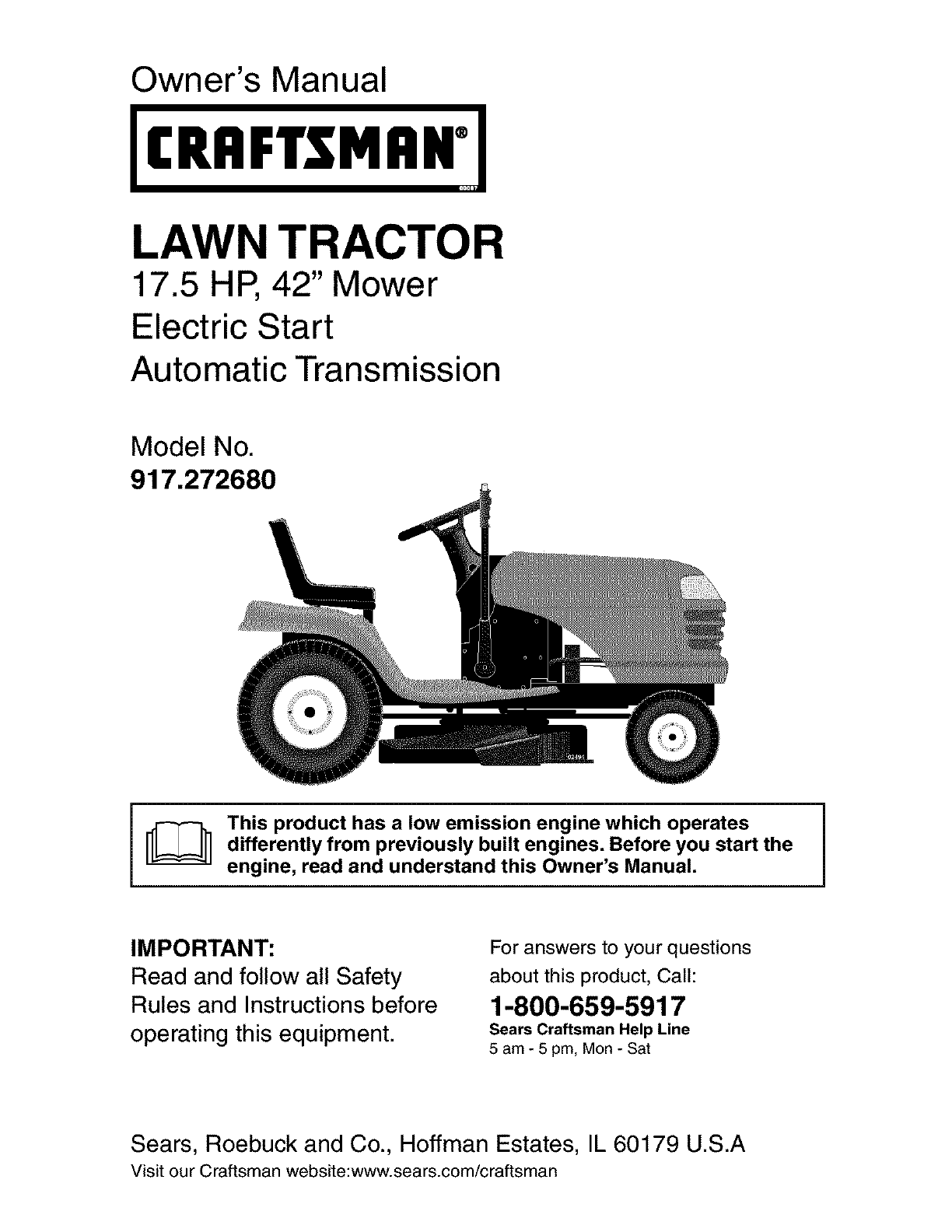 Craftsman Lawn Mower 917.27268 User Guide | ManualsOnline.com