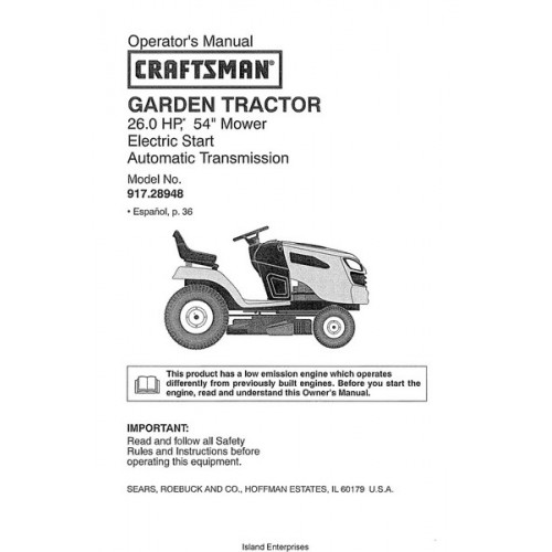Pin Craftsman Garden Tractor Owner S Manual For Craftsman 917 28746 ...