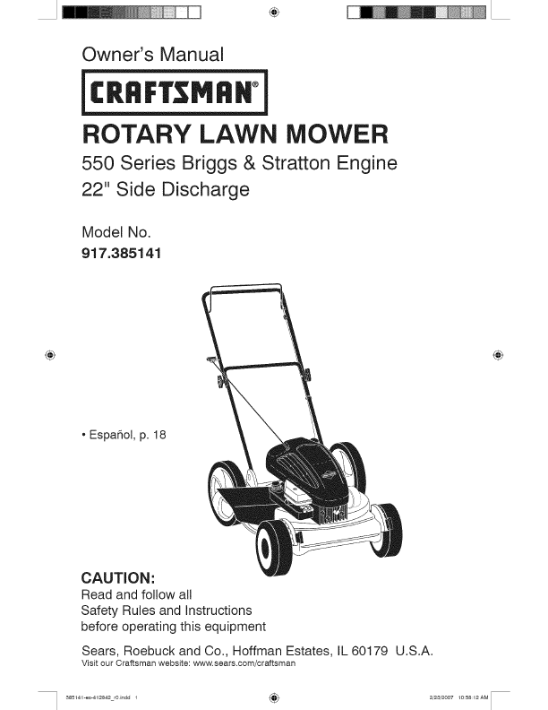 craftsman 385141 craftsman 385141 lawn mower view all craftsman lawn