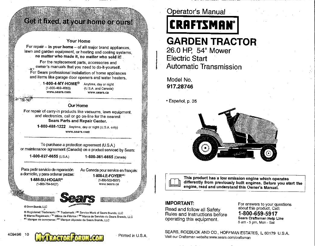 Craftsman 917.28746 User Manual Pdf Download