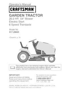 917.28845 Craftsman Garden Tractor 26 HP 54 in Mower 6 Speed