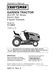 Craftsman 28945 - GT 5000 26 HP/54 Garden Tractor Manual